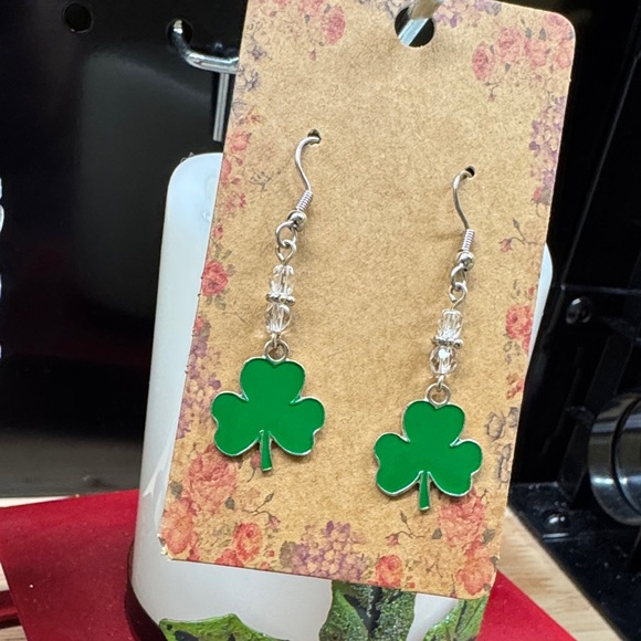 Artisan Jewelry - St. Patrick’s Day Green Shamrock Dangle Earrings 3/$22